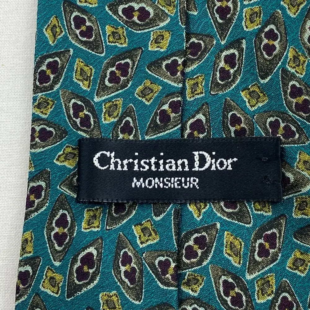Lot of 3 CHRISTIAN DIOR MONSIEUR Silk Necktie Medallion Geometric Paisley VTG